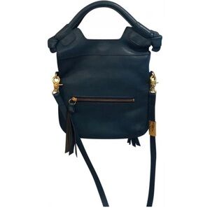 Foley + Corinna Harbor Blue Leather Crossbody with Gold Hardware